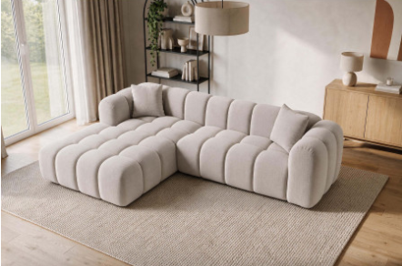 Canapé d’angle JULIO 266 × 185 cm – tissu Crémona 02