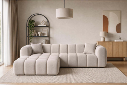 Canapé d’angle JULIO 266 × 185 cm – tissu Crémona 02