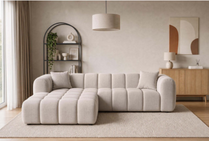 Canapé d’angle JULIO 266 × 185 cm – tissu Crémona 02