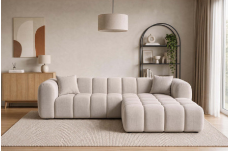 Canapé d’angle JULIO 266 × 185 cm – tissu Crémona 02