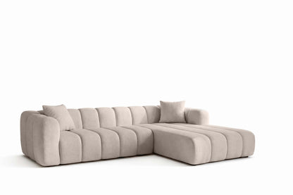 Canapé d’angle Lupo beige en tissu Marbella/Chenille 02, 296 × 185 cm