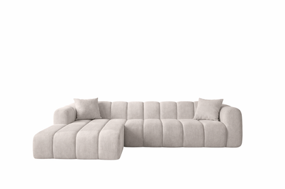 Canapé d’angle Lupo beige en tissu Marbella/Chenille 02, 296 × 185 cm