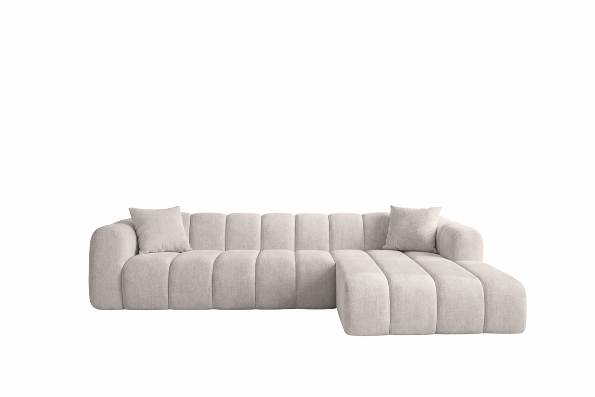 Canapé d’angle Lupo beige en tissu Marbella/Chenille 02, 296 × 185 cm