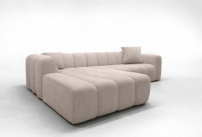 Canapé d’angle Lupo beige en tissu Marbella/Chenille 02, 296 × 185 cm