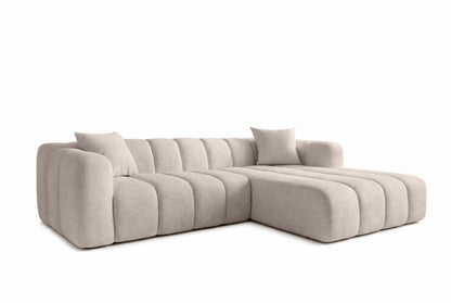 Canapé d’angle Lupo beige en tissu Marbella/Chenille 02, 296 × 185 cm