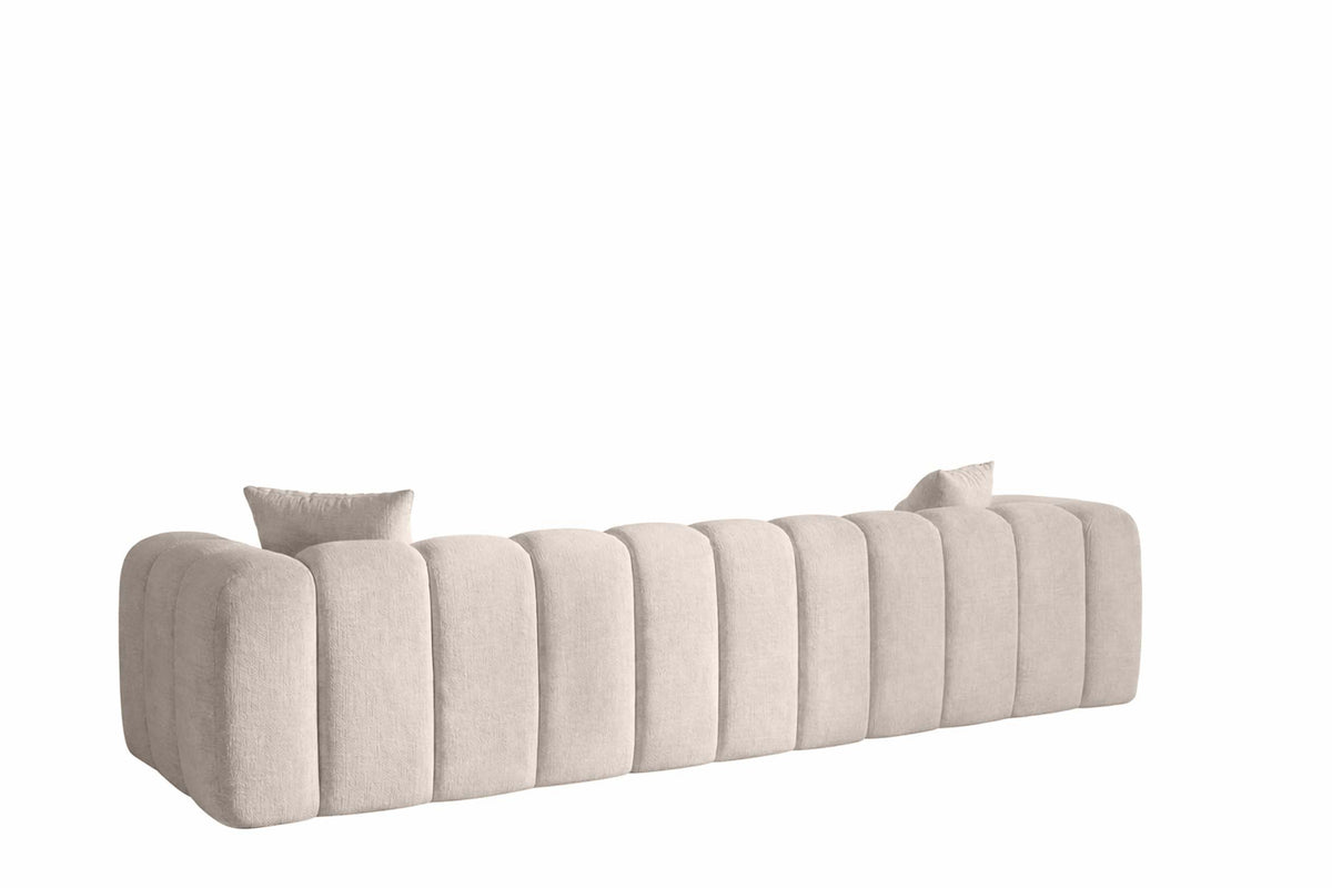 Canapé d’angle Lupo beige en tissu Marbella/Chenille 02, 296 × 185 cm