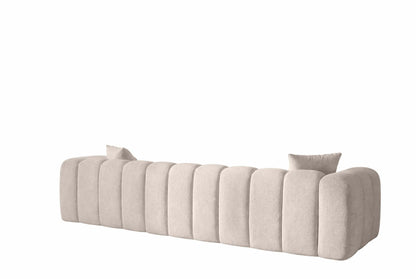 Canapé d’angle Lupo beige en tissu Marbella/Chenille 02, 296 × 185 cm