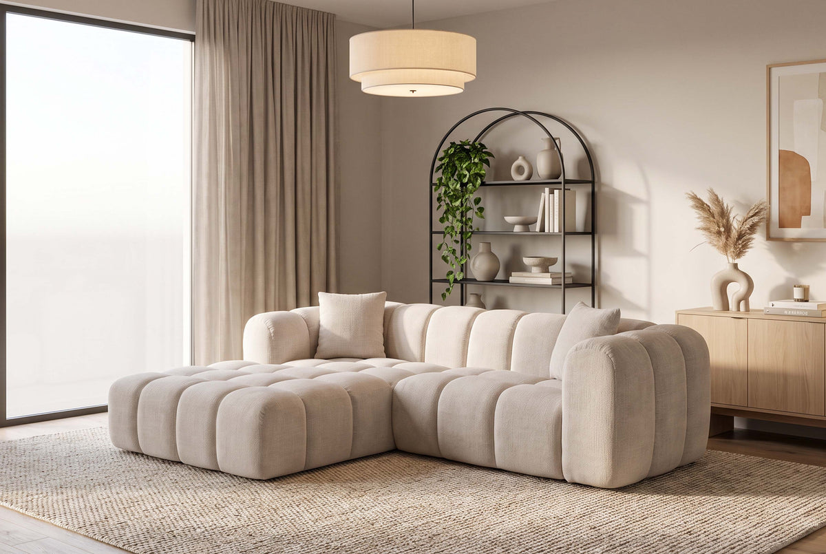 Canapé d’angle JULIO 236 × 185 cm – tissu Crémona 02