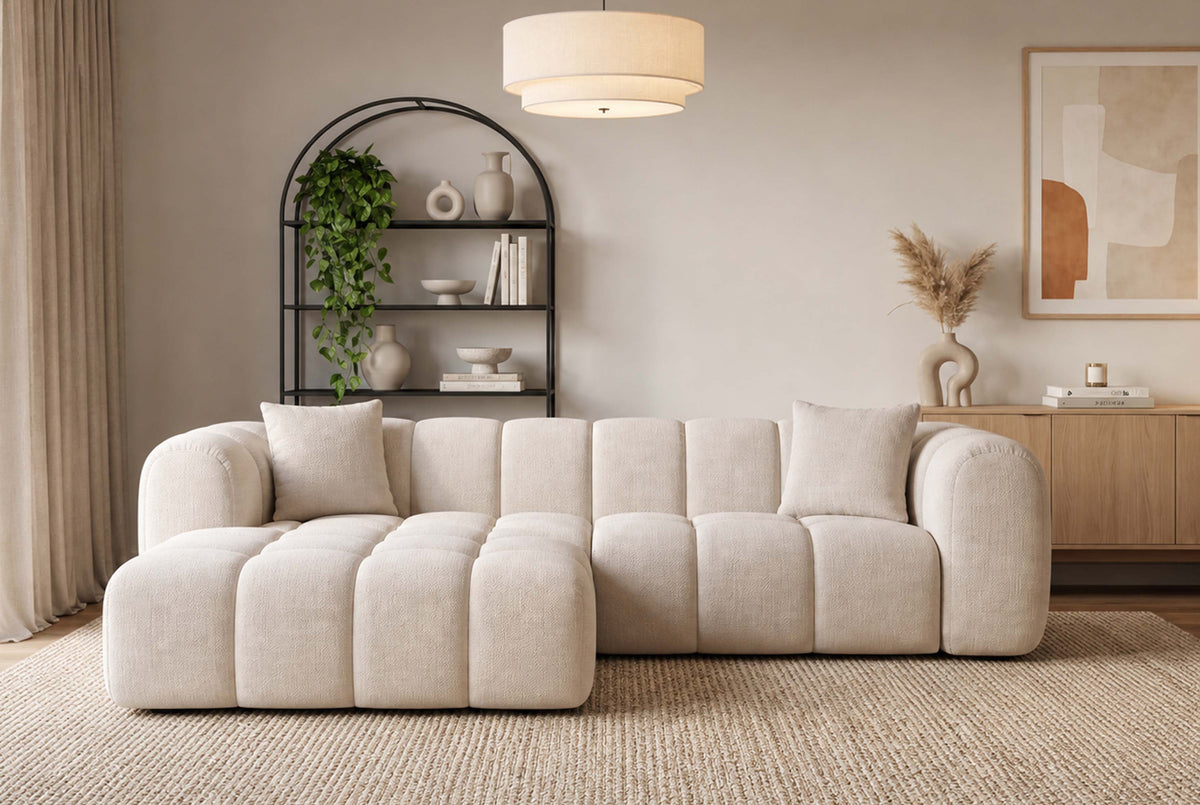 Canapé d’angle JULIO 236 × 185 cm – tissu Crémona 02